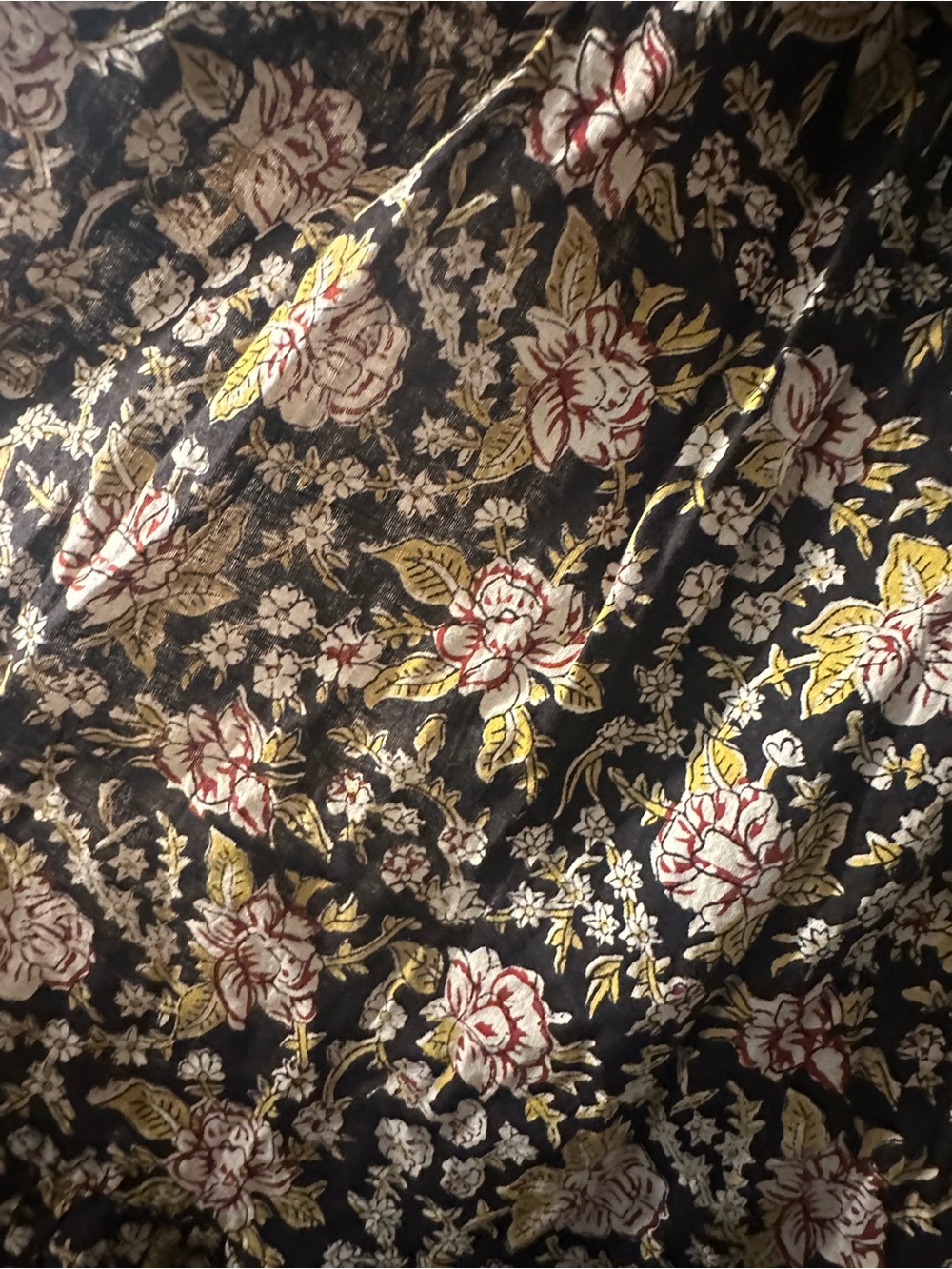 Mille Floral Smocked Long Sleeve Midi Dress - Black Floral - Picture 3 of 6